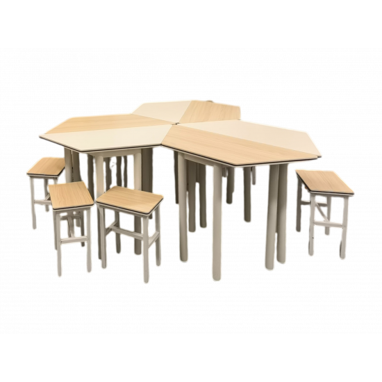 Honeycomb Style Classroom Desks and Chairs Set Honeycomb Style Classroom Desks and Chairs Set