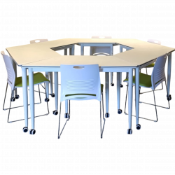 Open-Hexagon Style Classroom Desk & Chair Set Open-Hexagon Style Classroom Desk & Chair Set
