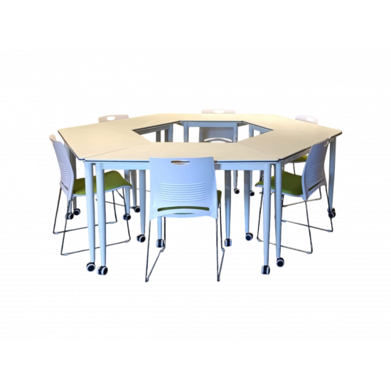 Open-Hexagon Style Classroom Desk & Chair Set Open-Hexagon Style Classroom Desk & Chair Set
